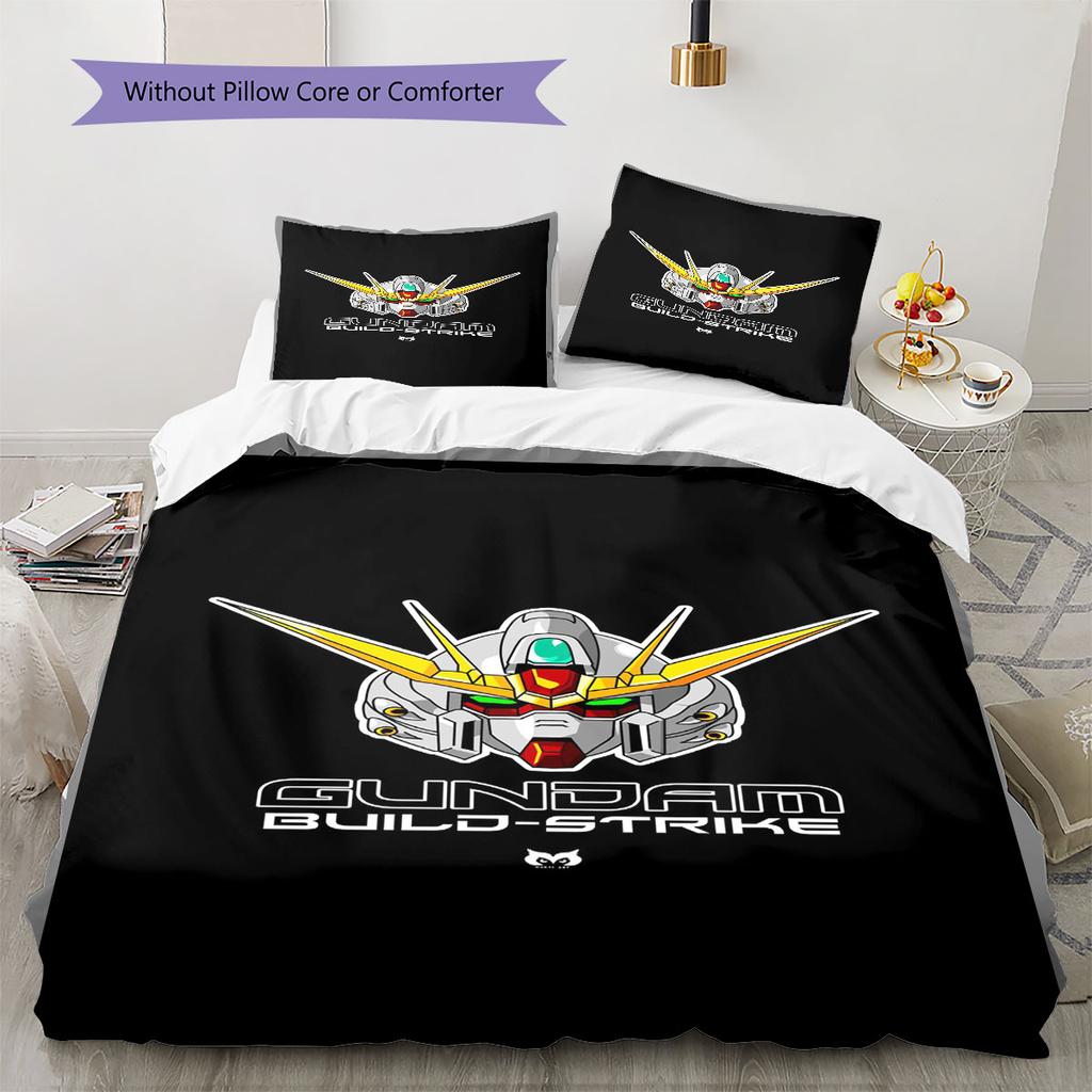 Set Biancheria da Letto 3 Pezzi Mecha Gundam Anime Robot Stampato Copripiumino Con Federe Per Camera da Letto dei Ragazzi