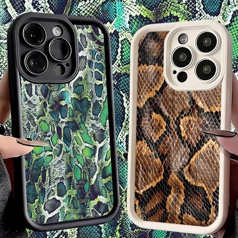 Phone Case for iPhone 17 Air 16E 15 16 Pro Max Fashion Snake Skin Pattern Cover 14 Plus 13 12 Mini Soft Shell Silicone Fundas