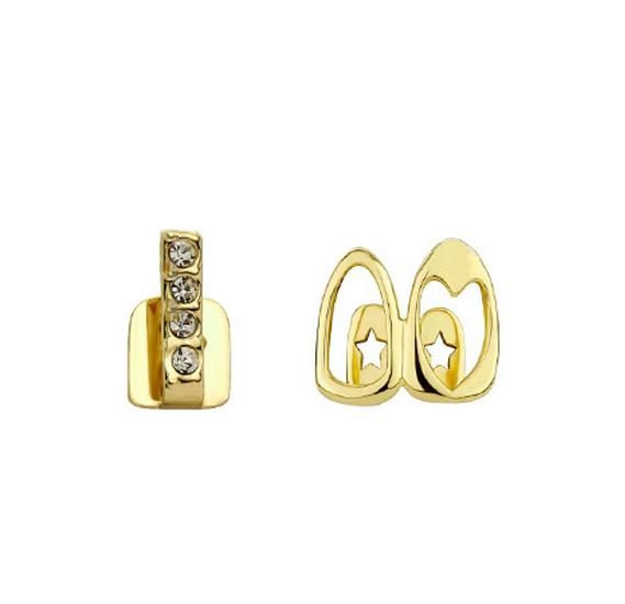 Jinwu Two-Tone Hollow Heart Grillz - Hip Hop Gold Teeth Streetwear Accessory
