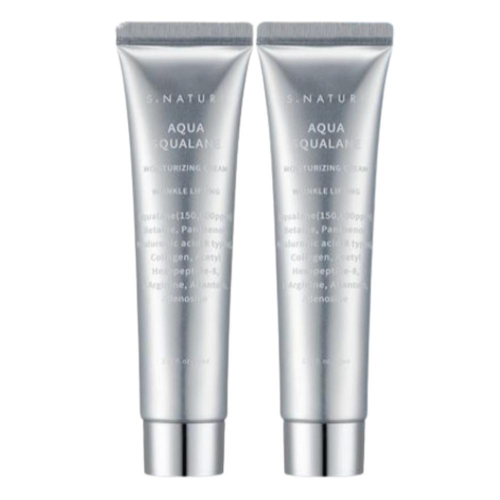 S-Nature Aqua Squalane Moisture Cream 60ml × 2 Deep Hydrating & Nourishing Face Cream Lightweight K-Beauty Daily Moisturizer