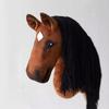 Cavallo a bastone A4 Cavallo a bastone Testa di cavallo a bastone con criniera Marrone + Pettine [M-Hobbyhorse405]