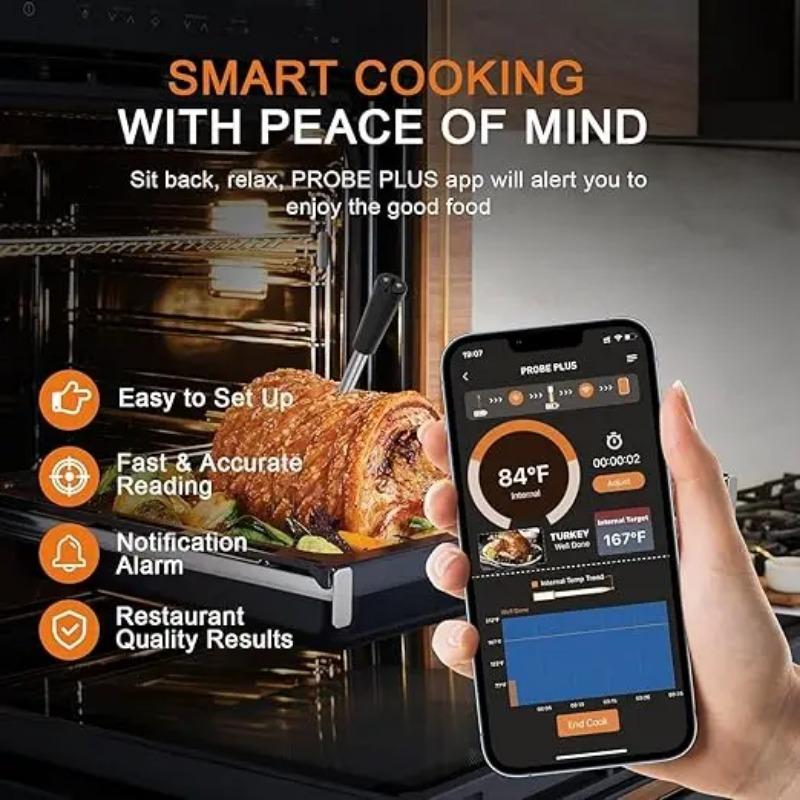 Chytrý masový teploměr bezdrátový - Bluetooth masové teploměry na grilování a uzení, sonda vydrží až 16 hodin