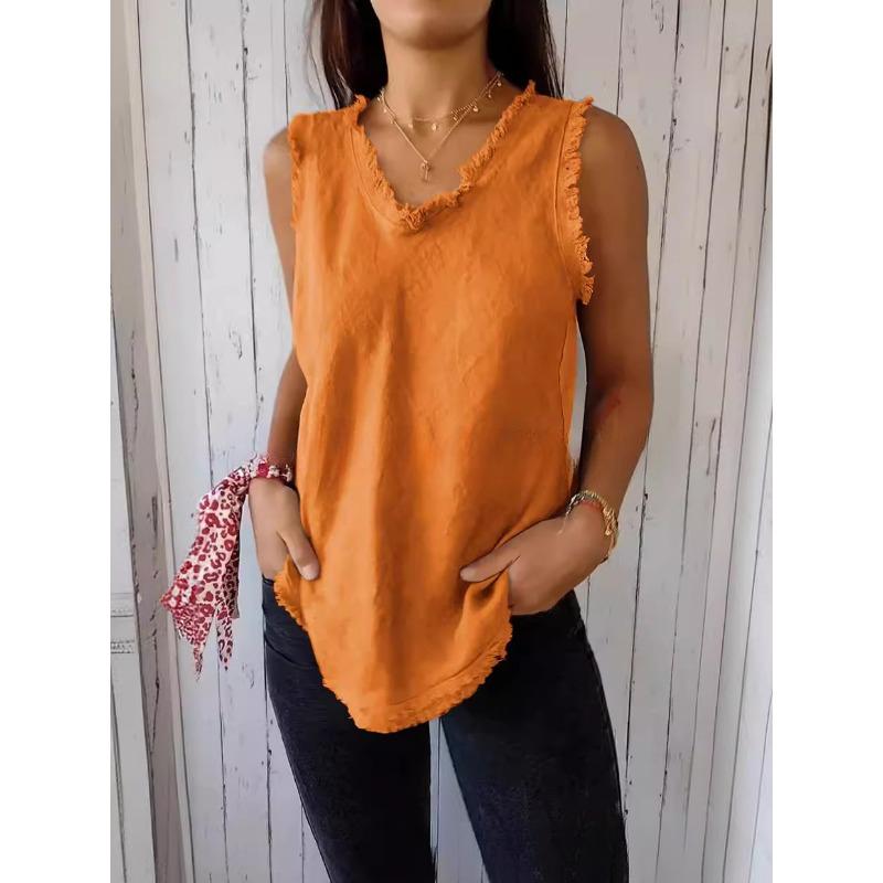 2025 lato nowy casualowy luźny duży rozmiar bez rękawów z okrągłym dekoltem kamizelka damska