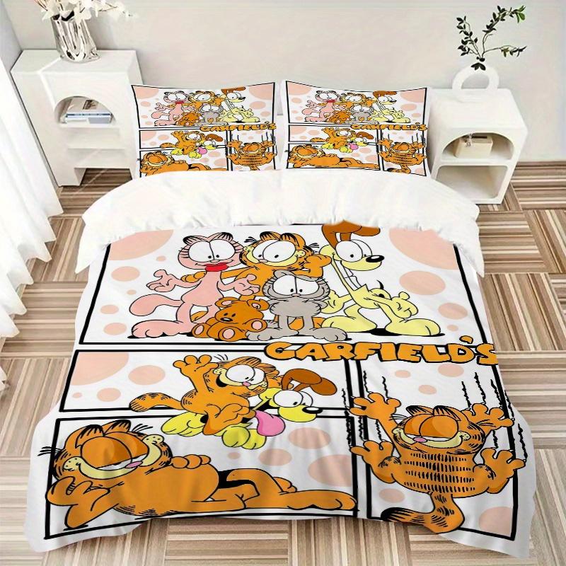 3pcs Garfield's Print Cover Set Ultra Soft, Breathable, and Comfortable Bedding with Stylish Design for Bedroom and Guest Room Decor 1 Cover and 2 Mat