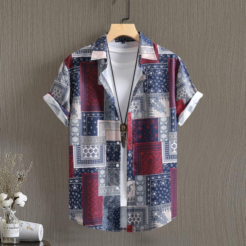 Sommer Herren Freizeit Hawaiihemd mit floralem Druck Kurzarm Vintage Blumenmuster Strand Harajuku Mode Kleidung