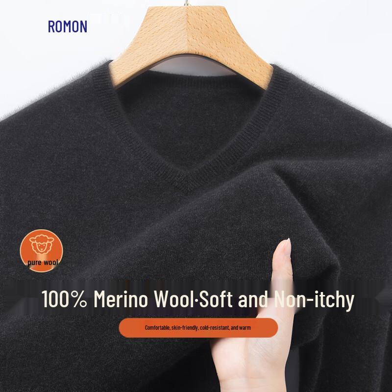 Men s 100% Merino Wool V-Neck Pullover Sweater 2XL/185