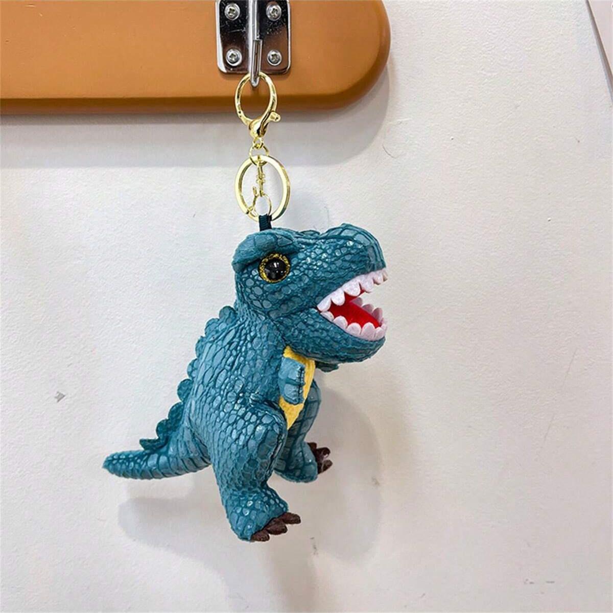 Dinosaurus Pluche Sleutelhanger Zacht Knuffeldier Sleutel Hoge Kwaliteit Duurzaam Ontwerp Veilig voor Kinderen Ring 14cm Schattig Tas Accessoire Ideaal voor Rugzak blauw