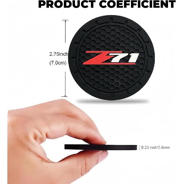 2Pcs for z71 car Cup Holder Coaster 2.75in for Colorado Silverado Interior Accessories (RED)