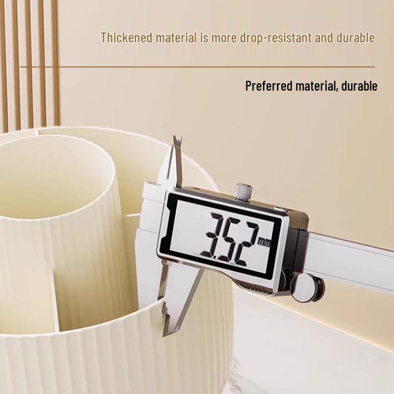 Multifunctional Rotating Pen Holder & Cosmetic Storage Box - Light Luxury Round Organizer for Makeup Brushes & Desktop Essentials, Large Capacity.