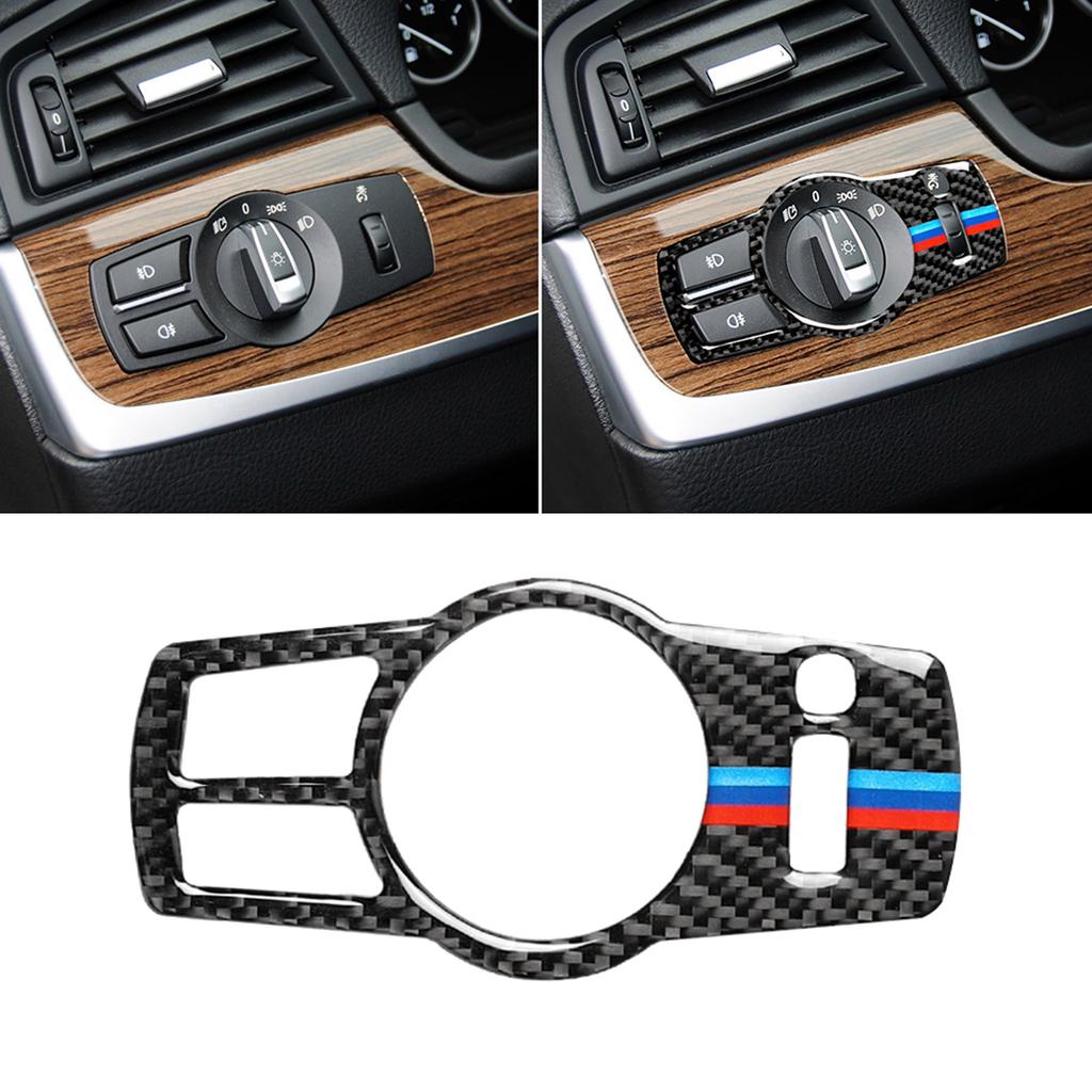 Auto Scheinwerfer Schalter Taste Aufkleber Aufkleber Carbon Fiber Innen Trim Abdeckung für BMW F10 F07 F01 F25 F26