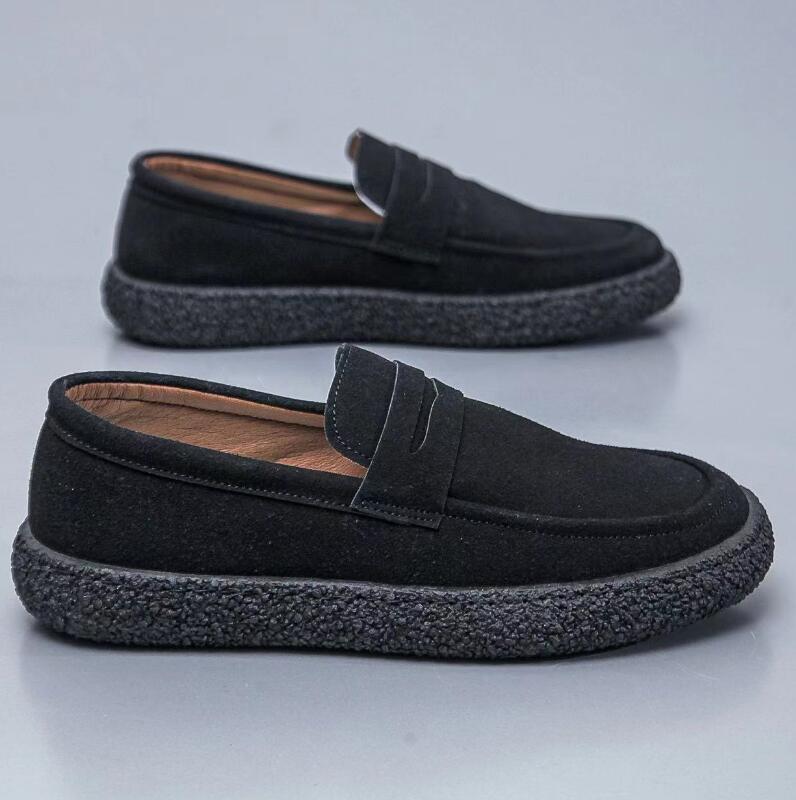 

Мужская обувь ручной работы из замши, повседневная, дизайнерские кроссовки, удобная кожаная обувь, мужские ботильоны, горячая распродажа, мокасины для вождения 44 чёрный