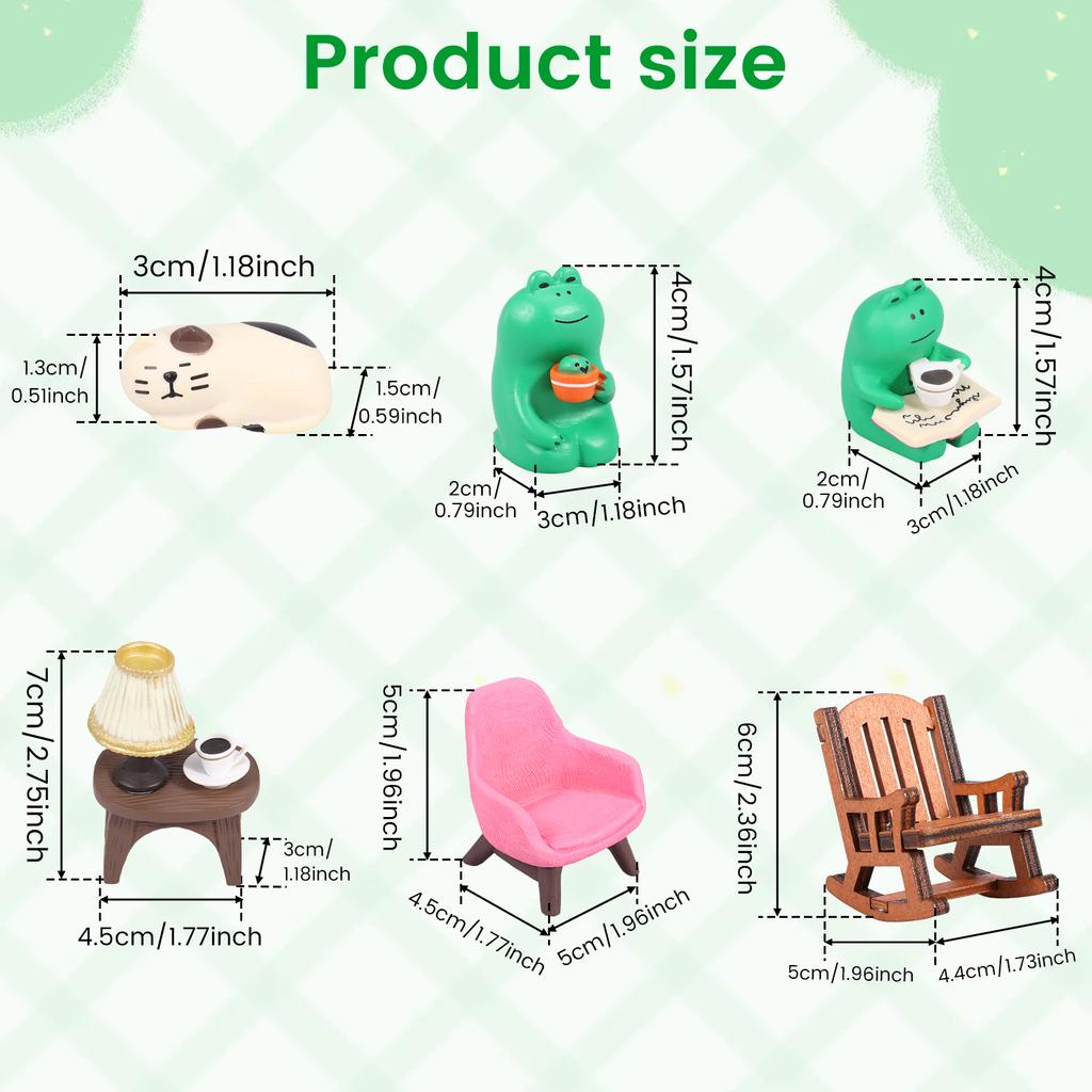 Cute Frog Cat Animal Ornaments Resin Miniature Figurines Simulation Ornament Decor for Home Office Desktop Bookshelf Decoration