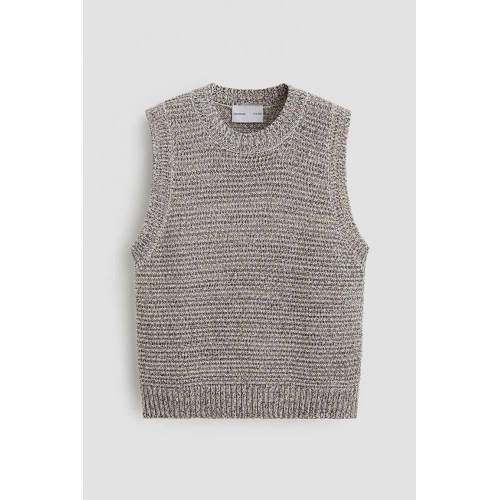 H M Sleeveless Knit Top Gray M Lange