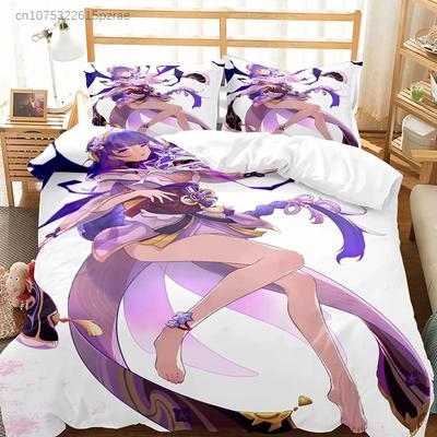Anime Girl Genshin Impact Beelzebul Bedding Set 3D Printed Suitable For Bedroom Duvet Cover Set With Pillowcases Home Textile