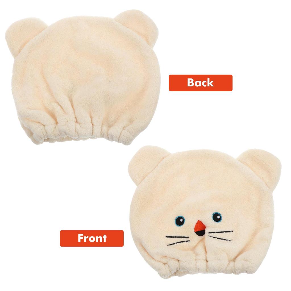 2 Pcs Coral Fleece Hair Dry Towel Cap Microfiber Bath Wrap Pink Beige Kids Child Shower Absorbent Towel Set Soft