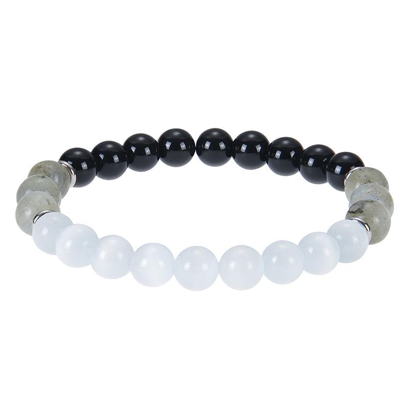 8mm Moonstone Cat's Eye & Obsidian Bracelet - Women's Yoga Jewelry