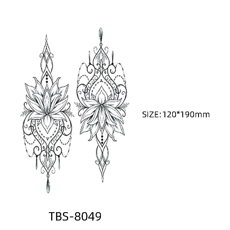 Waterproof Semi-Permanent Black & White Totem Flower Tattoo Stickers