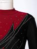 Kids Girls Long Sleeve Mock Neck Shiny Rhinestones Decor Leotard with Shorts for Dance Gymnastic Workout