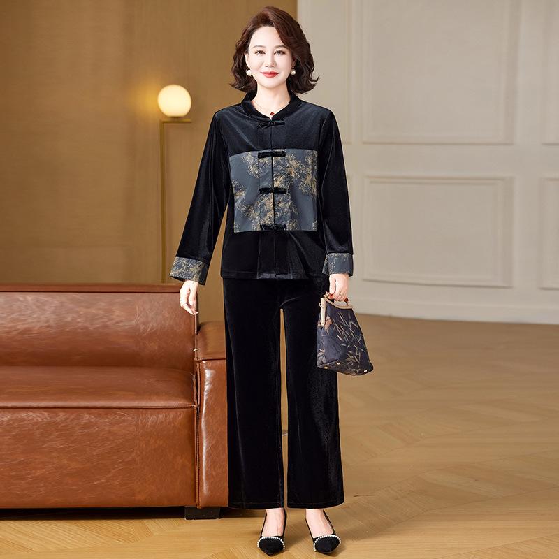 

Elegant Autumn Two-Piece Set for Middle-Aged & Elderly Women 5XL (145-155 jin) жовтий