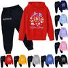 Plush Long Sleeved Pants Loose Pullover Hoodie Set For Children
