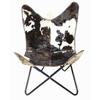 Cowhide Butterfly Chair, Boho Leather Accent Chair for Living Room, Handmade Sling Lounge Chair, Modern Rustic Home Decor Seating