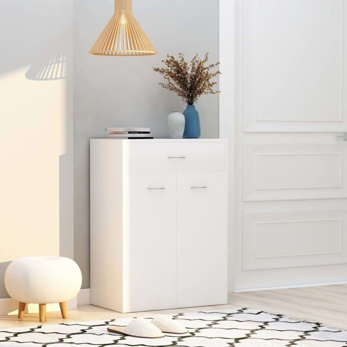 VidaXL Armoire à chaussures Blanc 60x35x84 cm Bois d'ingénierie 801071