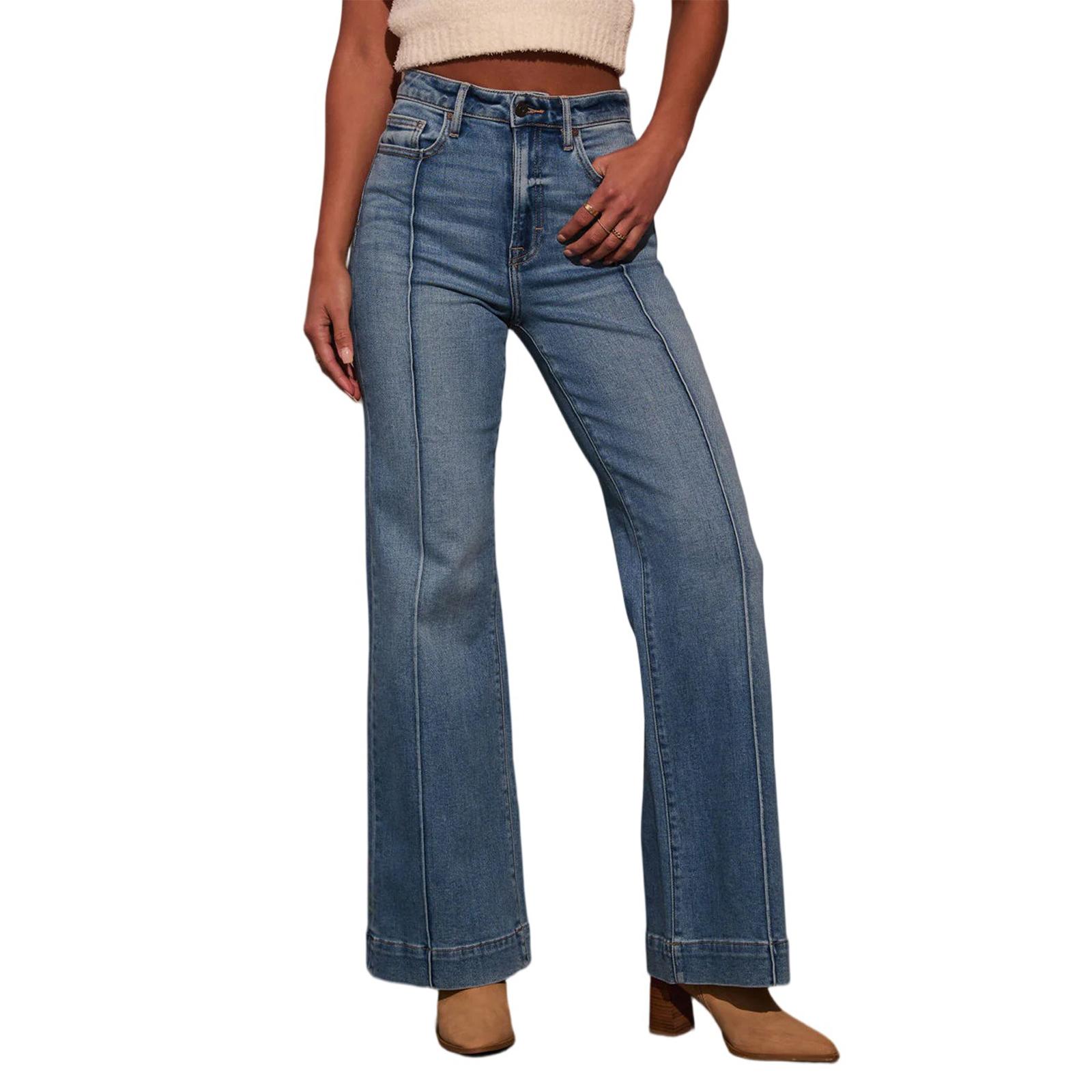 

Женские эластичные джинсы с высокой посадкой, модные джинсы XL