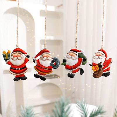 3/4/8pcs Iron Christmas Tree Decoration Pendant Delicate Cute Santa Claus Snowman Ornaments Hanging Creative