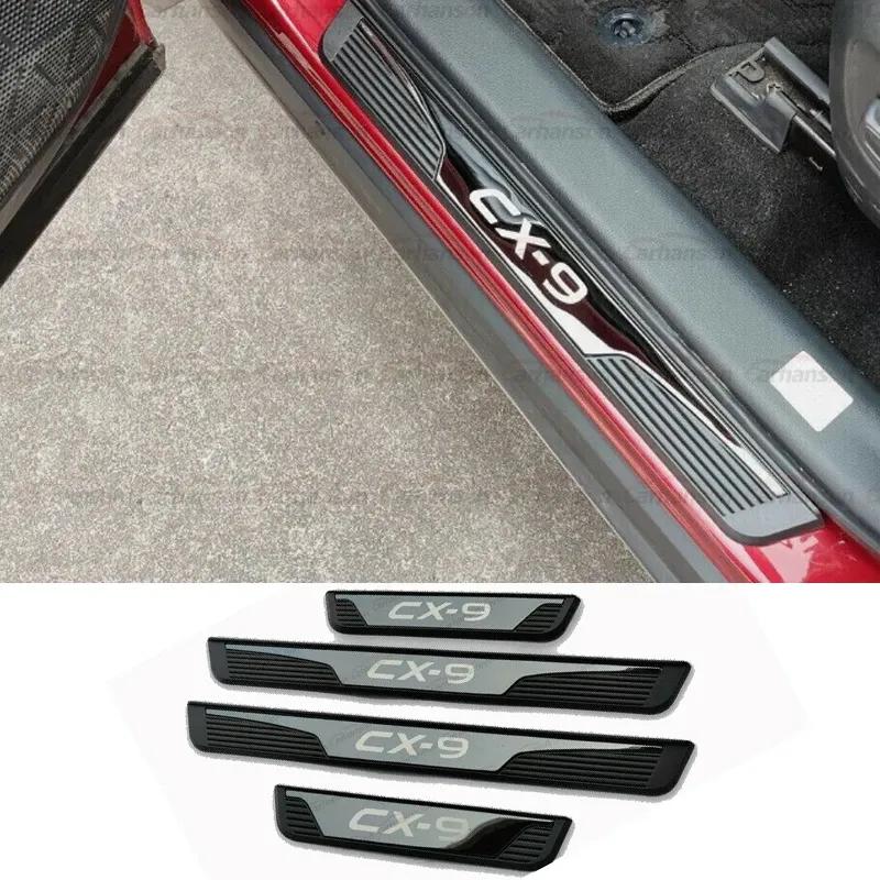 Door Sill Pedal Car Scuff Plate For Mazda CX-9 CX9 2016 2018 2024 Protector Threshold Trim Auto Guard Cover Accessorie