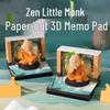Zen Little Monk 3D Sticky Note Pad: Chinese Style Home Tabletop Ornament & Creative Souvenir