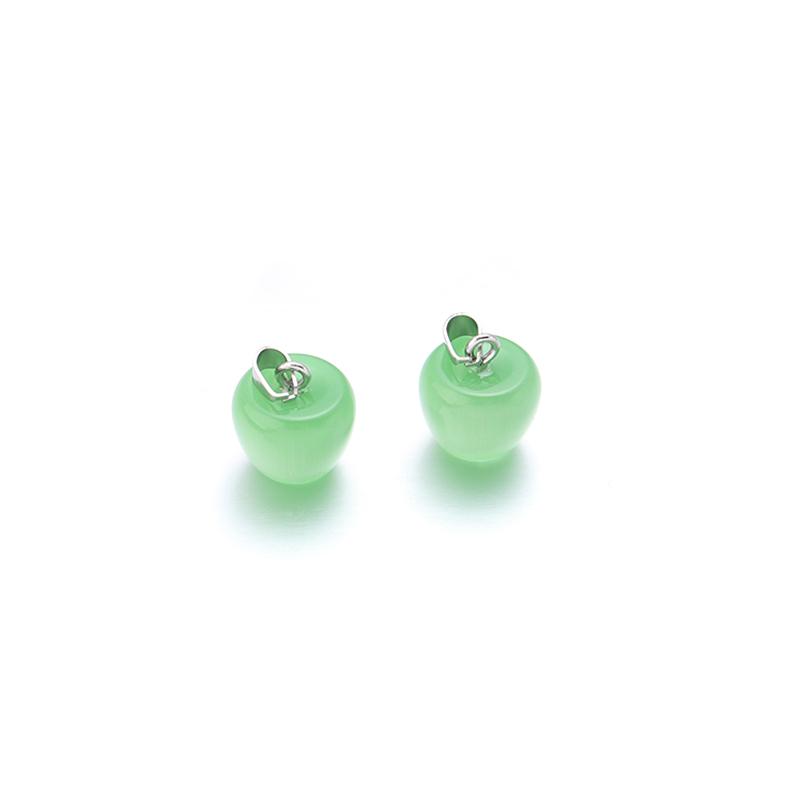 2Pcs/Lot Natural Cat Eyes Stone Apple Charms For Jewelry Making 14x15mm Transparent Quartz Pendant Diy Jewelry Finding Crafts