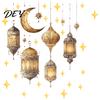 Creative Gifts for Ramadan Wall Stickers, Peel And Stick Decals, Eid Mubarak Art Decor, Vintage Hanging Easy Home Decor Lantern Moon Star Removable