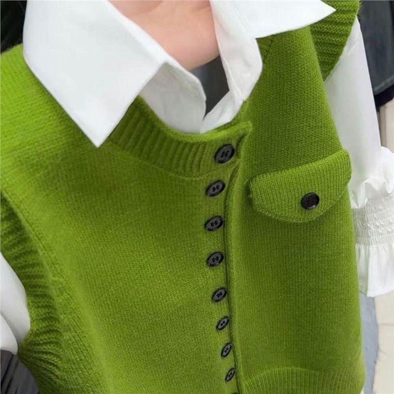Modisches einfaches mehrlagiges Strickwesten-Top für Damen – Lockerer lässiger vielseitiger ärmelloser Cardigan