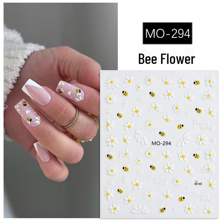Adorable Cartoon Bee & Daisy 3D Nail Stickers