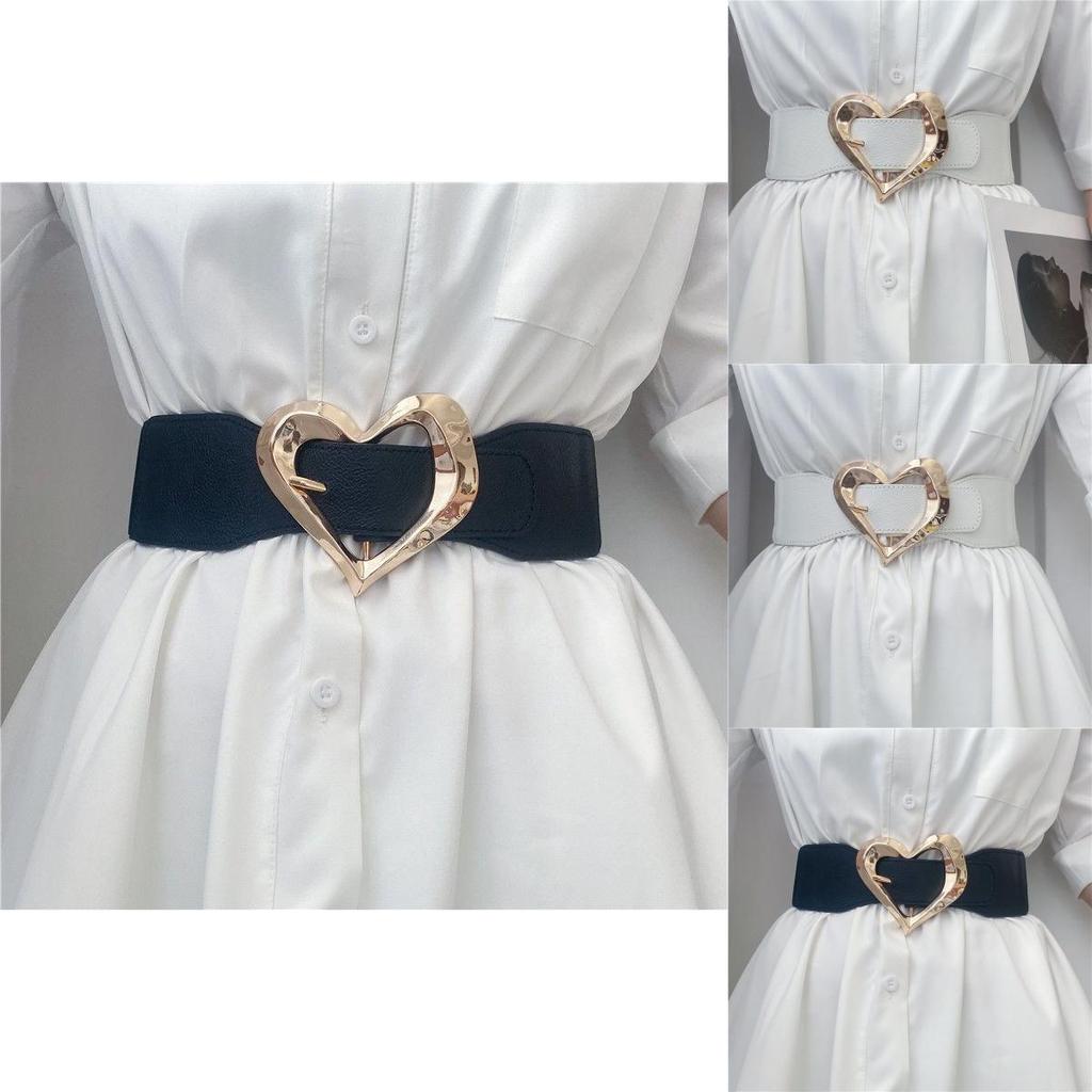 Pu Womens Elegant Wide Waist Belt With Unique Heart Buckle For Fashionable Styles Dress
