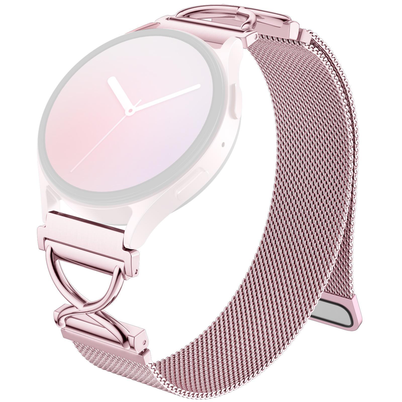 

For Donerton P22/P32/P36 Milanese Band Electroplated Stainless Steel Magnetic Watch Strap with X-Shaped Connector Rose Pink