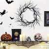 Halloween Black Branch Wreath for Front Door 18 Inch Spooky Gothic Artificial Twig Wreath