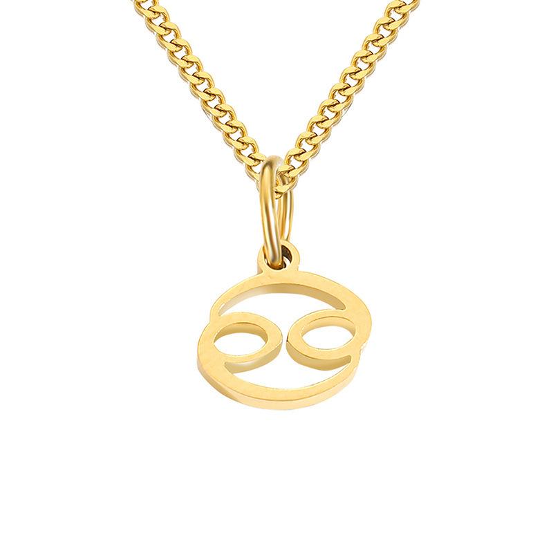 Gold-Plated Stainless Steel Zodiac Pendant Necklace for Women