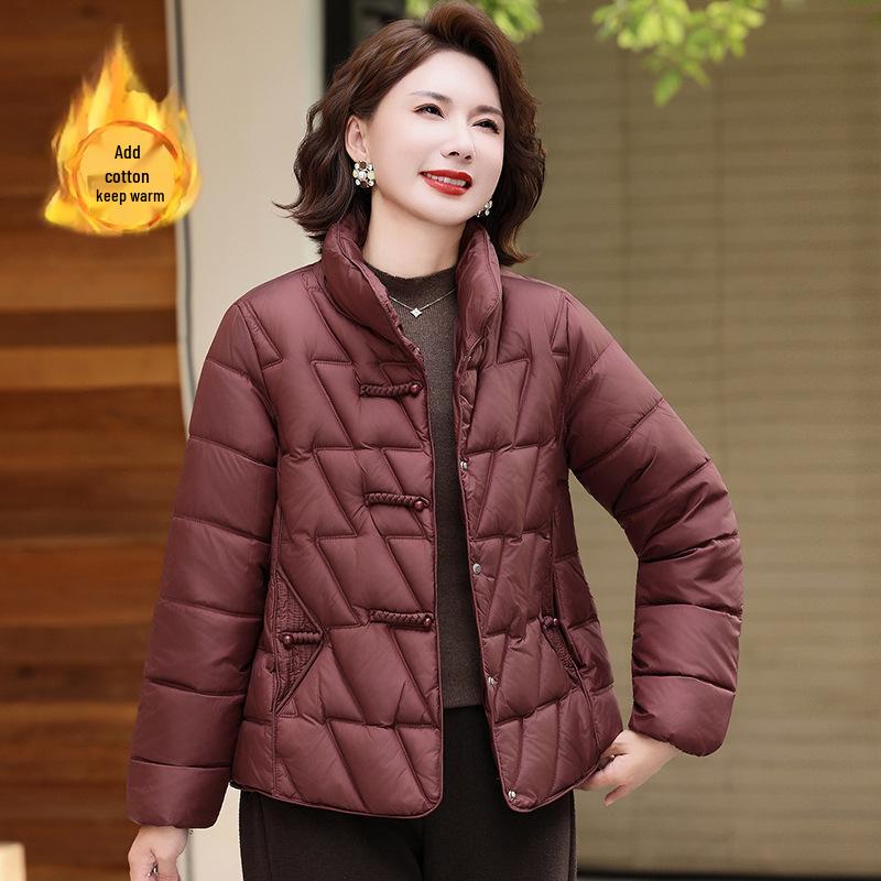 Stylish Winter Cotton Padded Jacket for Short Stature Mothers - Warm, Thin, and Perfect for Middle-aged and Elderly Women