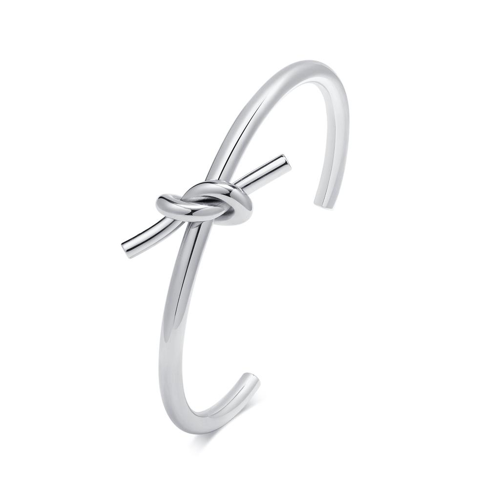 Dainty Knot Cuff Bracelet Bangles for Women, Gold Color Stainless Steel Bracelets, Trendy Wristband Jewelry Gift to Her