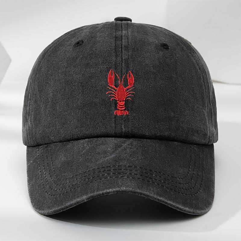 1pc Unisex Leisure Fun Lobster Embroidered Baseball Caps,Outdoor Windproof Sunshade Casual Adjustable Duckbill Caps for Holiday