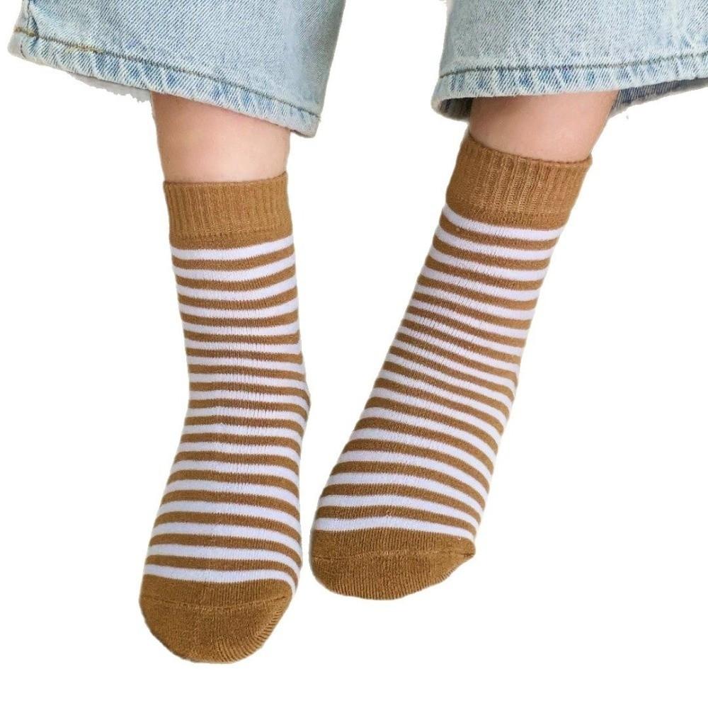 Thermal Fleece Lined Thick Crew Socks Striped Pattern Fleece Lined Socks  Cold Weather