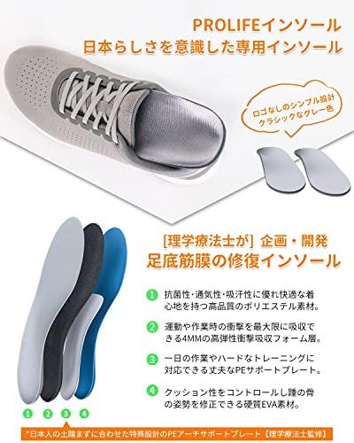 Prolife Plantar Fascia Insole, Shock Absorption, [Physiotherapist-Supervised] for Standing Work, Arch Support, Heel Protection, Heel Shock Absorbing,
