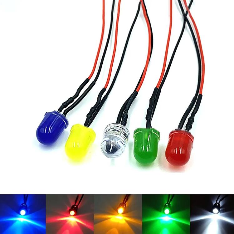 3mm 5mm Vorverdrahtete LED-Diode RGB Zweifarbig Kathode Anode 20cm Draht 2V/3V/5V/6V/9V/12V/24V Hohe Intensität Helligkeit DIY Hobby
