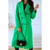 Women's Autumn and Winter Simple Double-breasted Long-sleeved Lapel Button Tweed Jacket