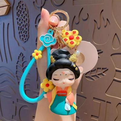 Bag Hanging Cartoon Dolls Pendant Silicone Rubber Car Key Ring Chinese Style Keychain  Girls