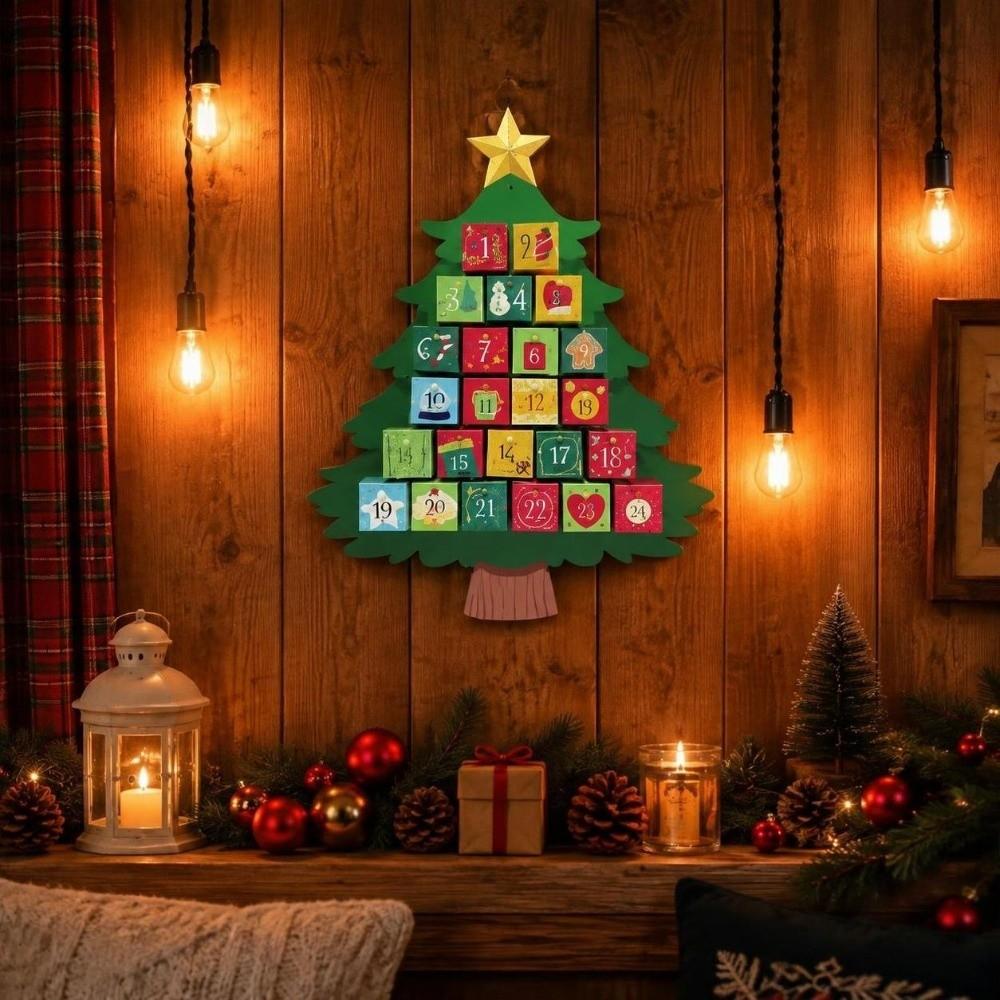 Handmade Christmas Advent Calendar DIY Santa Hanging Advent Calendar Home Wall Decor