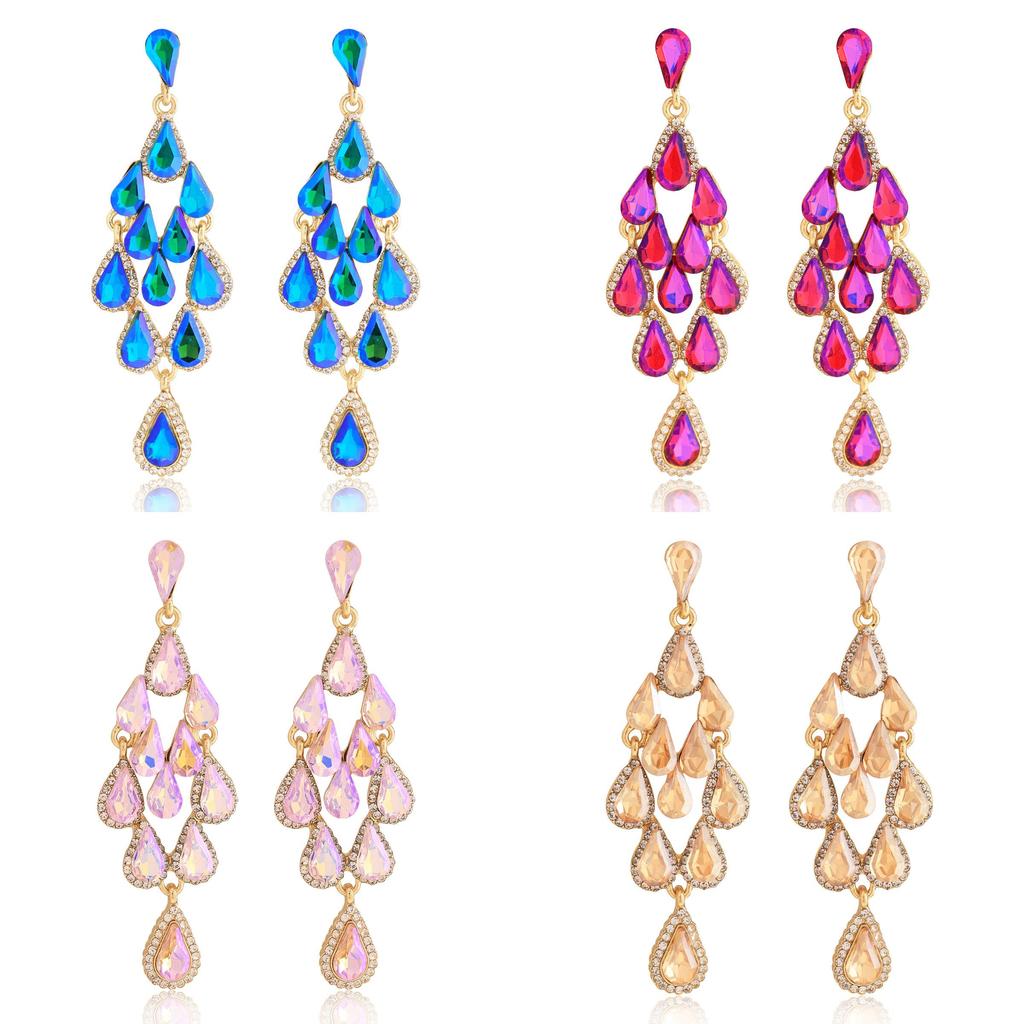 Alloy Diamond Shape Drop Water Drop Earrings For Women Spring Fashion Jewelry
