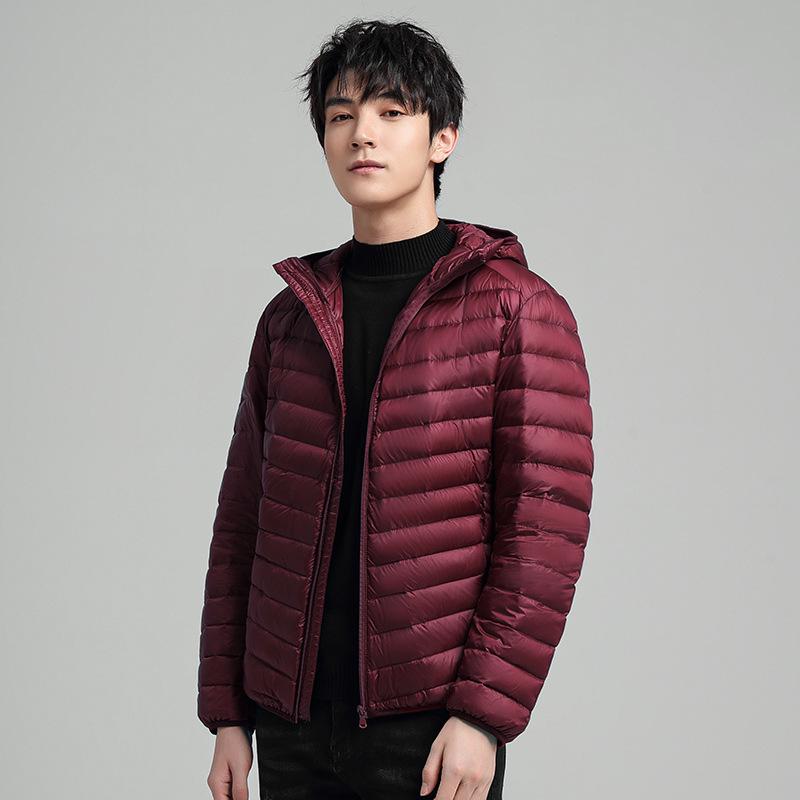 Men's Hooded Lightweight Warm Winter Down Jacket - Trendy Outerwear with White Duck Down