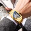 Automatic Man Watch Luxury Stainless Steel Triangle Dial Mechanical Wristwatches Skeleton Waterproof Luminous Watch